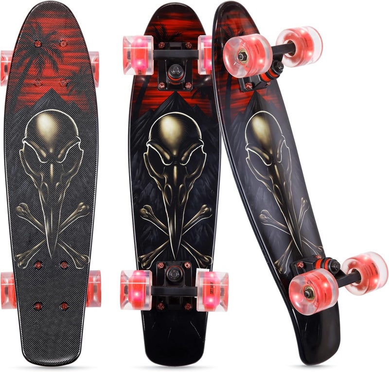 VOYAGER Tony Hawk 22" Complete Cruiser Skateboard, 9-ply Maple Deck Skateboard for Cruising, Carving, Tricks and Downhill, Crossbone - Image 1